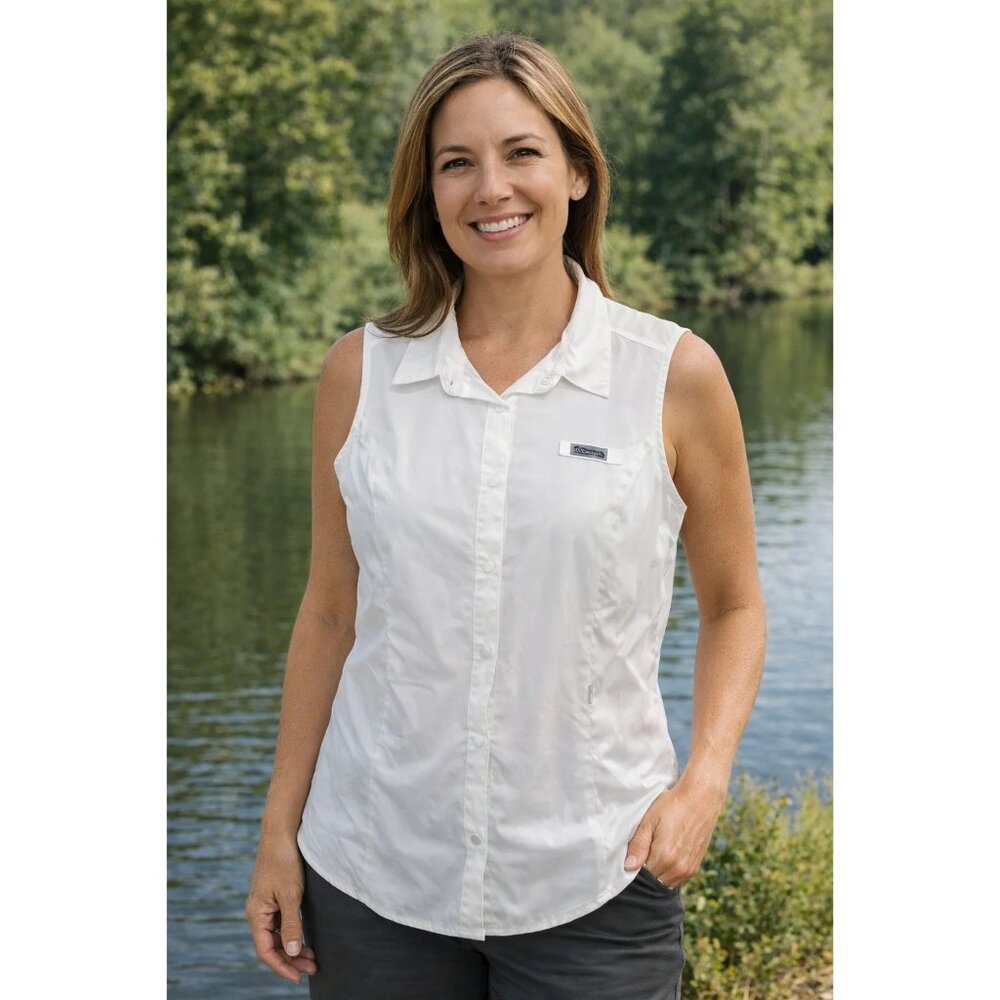 Columbia size Large Kestrel Trail Lite Sleeveless Shirt White